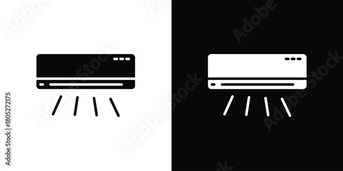 Air conditioner icons in black and white shilhouette style for App Ui