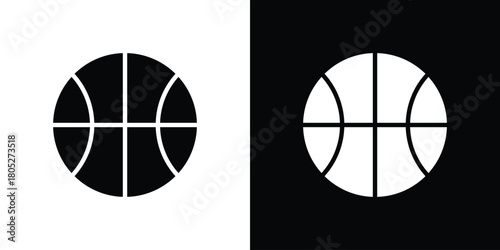 Basketball icons in black and white shilhouette style for App Ui