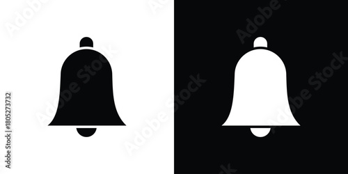 Bell ring icons in black and white shilhouette style for App Ui
