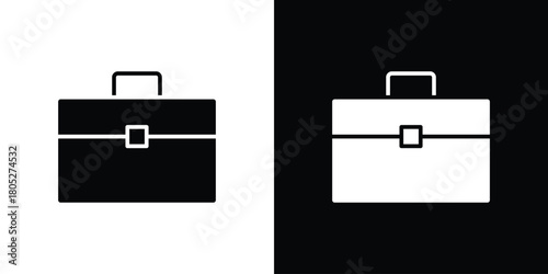 Briefcase icons in black and white shilhouette style for App Ui