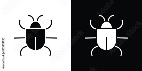 Bug icons in black and white shilhouette style for App Ui