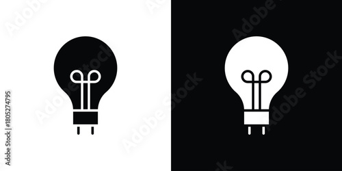 Bulb icons in black and white shilhouette style for App Ui