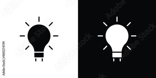 Bulb icons in black and white shilhouette style for App Ui
