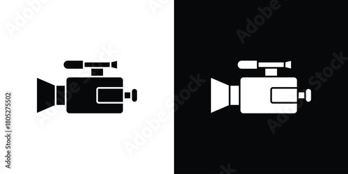 Camcorder icons in black and white shilhouette style for App Ui