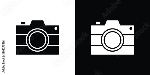 Camera icons in black and white shilhouette style for App Ui