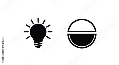 Simple black icons depicting a traditional bulb and a panel led light source