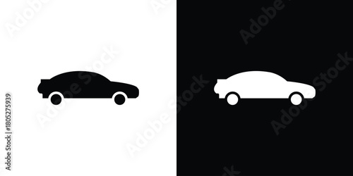 Car side view icons in black and white shilhouette style for App Ui