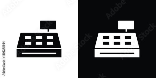 Cash register icons in black and white shilhouette style for App Ui