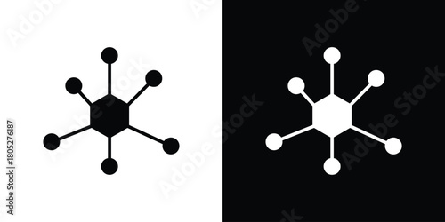 Chart connected icons in black and white shilhouette style for App Ui