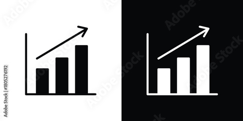 Chart histogram icons in black and white shilhouette style for App Ui