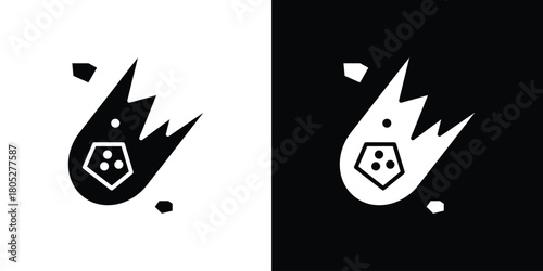 Comet icons in black and white shilhouette style for App Ui