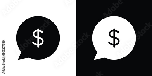 Comment dollar icons in black and white shilhouette style for App Ui