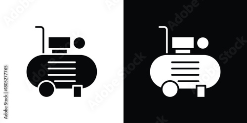 Compressor icons in black and white shilhouette style for App Ui