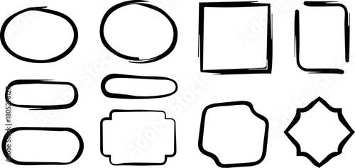 Hand Drawn Frame Collection EPS | Organic Square and Oval Shape Borders | Editable Doodle Clipart for Crafts, Labels, Tags, and Projects