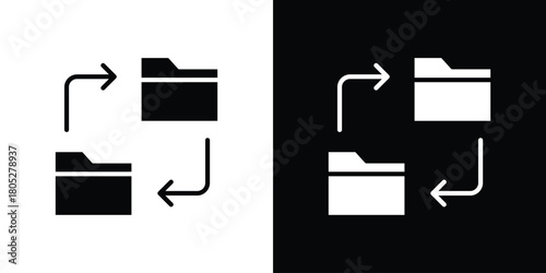Data transfer icons in black and white shilhouette style for App Ui