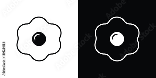 Egg fried icons in black and white shilhouette style for App Ui