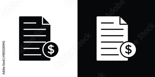 File invoice icons in black and white shilhouette style for App Ui