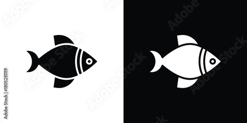 Fish icons in black and white shilhouette style for App Ui