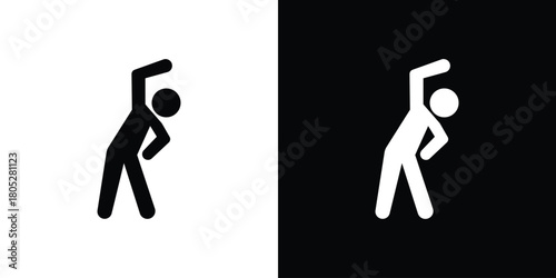 Fitness exercise icons in black and white shilhouette style for App Ui