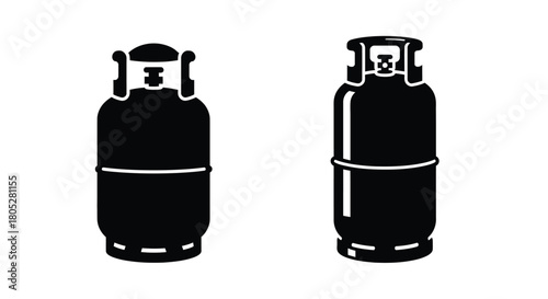 Simple black and white illustration of two propane gas cylinder tanks