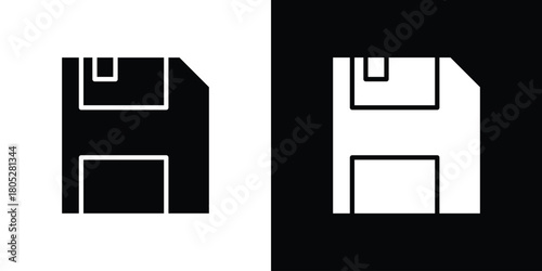 Floppy disk icons in black and white shilhouette style for App Ui