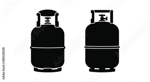 Two black silhouette illustrations of propane gas tanks side by side