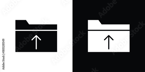Folder upload icons in black and white shilhouette style for App Ui