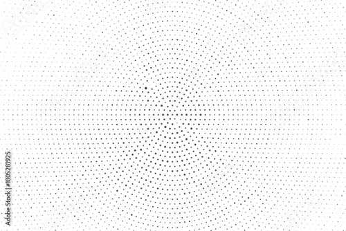 Radial halftone dotted burst pattern with evenly expanding rings forming a subtle gradient sphere effect, modern abstract geometric background ideal for branding posters digital artwork clean layouts 