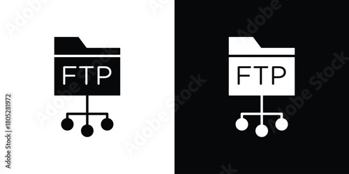 FTP icons in black and white shilhouette style for App Ui