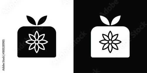 Furoshiki icons in black and white shilhouette style for App Ui