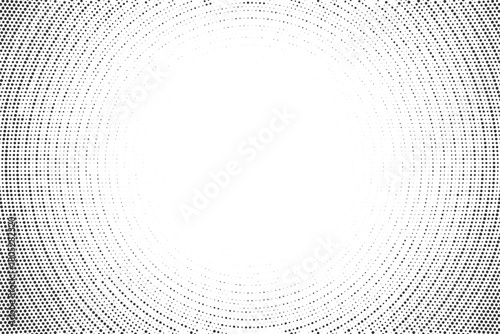 Grey radial halftone vortex with detailed concentric dot rings creating depth, modern abstract circular pattern ideal for creative graphic layouts, minimal backgrounds and visually engaging digital ar
