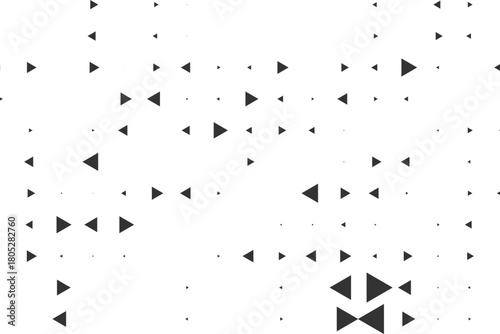 Abstract triangle arrow dotted pattern background with scattered geometric direction shapes, modern minimal halftone texture for tech design, motion graphics and clean digital layouts
