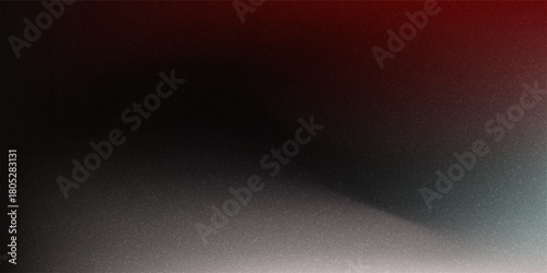 Red and white abstract gradient shape on black grainy background with blur and noise texture effect modern minimal banner design with copy space