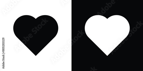 Heart icons in black and white shilhouette style for App Ui