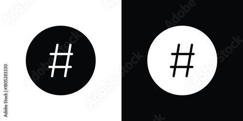 Hashtag icons in black and white shilhouette style for App Ui