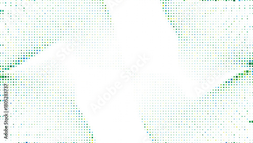 Dynamic green pixel dotted burst forming energetic corner effects with bright gradient transitions, ideal for fresh modern backgrounds, creative templates, digital posters, abstract layouts