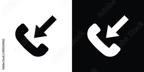 Incoming Call icons in black and white shilhouette style for App Ui