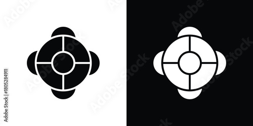 Life buoy icons in black and white shilhouette style for App Ui