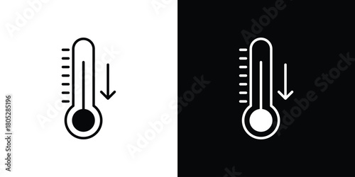 Low Temperature icons in black and white shilhouette style for App Ui