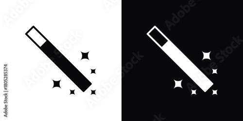 Magic wand icons in black and white shilhouette style for App Ui