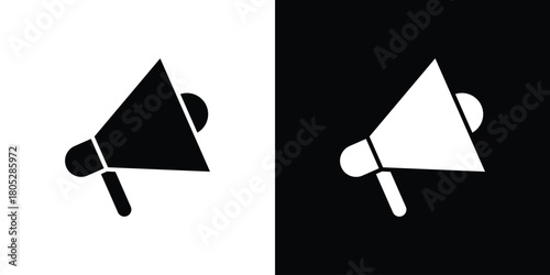 Megaphone icons in black and white shilhouette style for App Ui