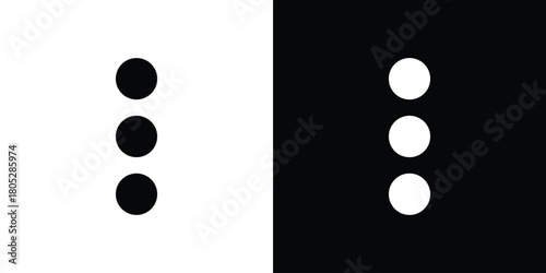 Menu dots icons in black and white shilhouette style for App Ui