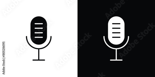 Microphone icons in black and white shilhouette style for App Ui