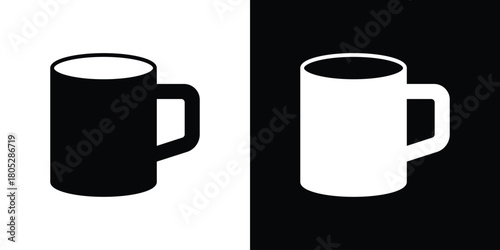 Mug icons in black and white shilhouette style for App Ui