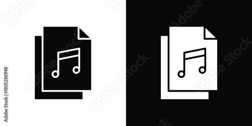 Music File icons in black and white shilhouette style for App Ui