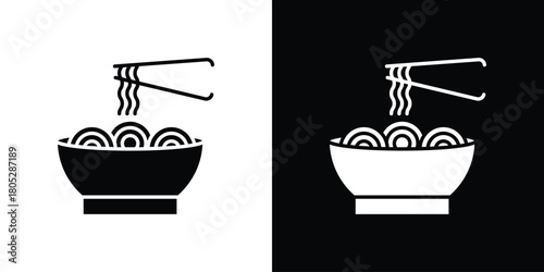 Noodles icons in black and white shilhouette style for App Ui