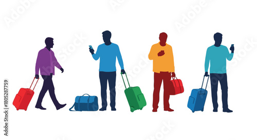 Travelers with luggage a colorful illustration of people on the go
