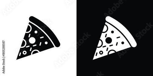 Pizza slice icons in black and white shilhouette style for App Ui