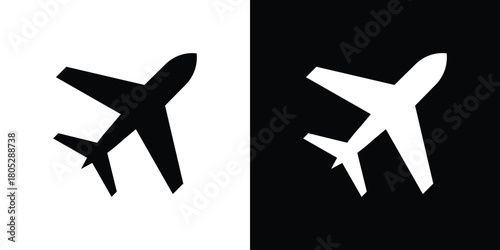 Plane icons in black and white shilhouette style for App Ui