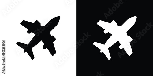 Plane icons in black and white shilhouette style for App Ui